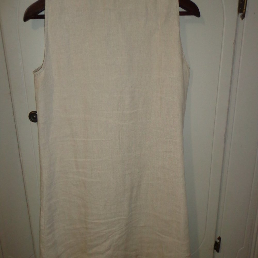 FIRM Garnet Hill Linen Shirtdress 2 Sleeveless Button-Down Bust Darts Sand - Picture 9 of 13